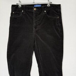 Talbots Corduroy Pants 8P Black High Rise Straight Leg Classic Dark Academia